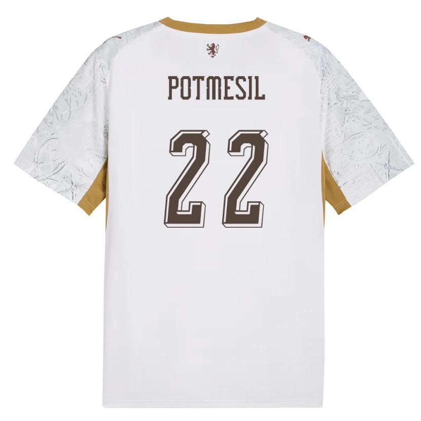 Danxen Mujer Camiseta Chequia Petr Potmesil #22 Marfil Oro Gris 2ª Equipación 26-28 La Camisa