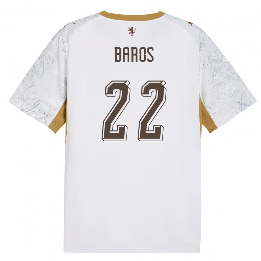 Danxen Mujer Camiseta Chequia Simon Baros #22 Marfil Oro Gris 2ª Equipación 26-28 La Camisa