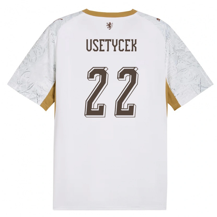 Danxen Mujer Camiseta Chequia Adam Vsetycek #22 Marfil Oro Gris 2ª Equipación 26-28 La Camisa