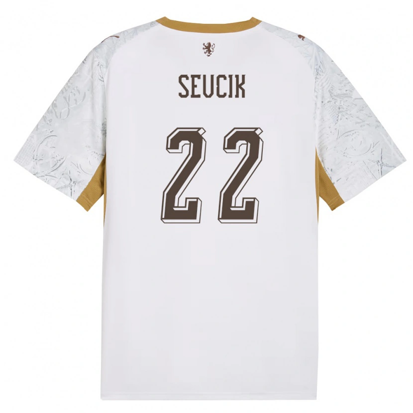 Danxen Mujer Camiseta Chequia Michal Sevcik #22 Marfil Oro Gris 2ª Equipación 26-28 La Camisa