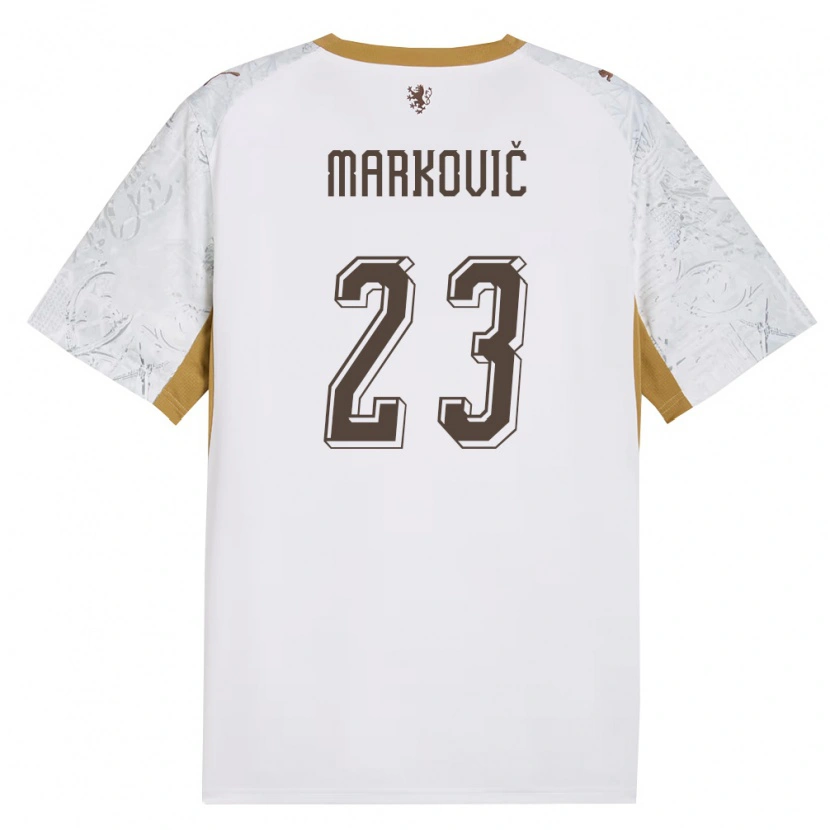 Danxen Mujer Camiseta Chequia Jakub Markovic #23 Marfil Oro Gris 2ª Equipación 26-28 La Camisa