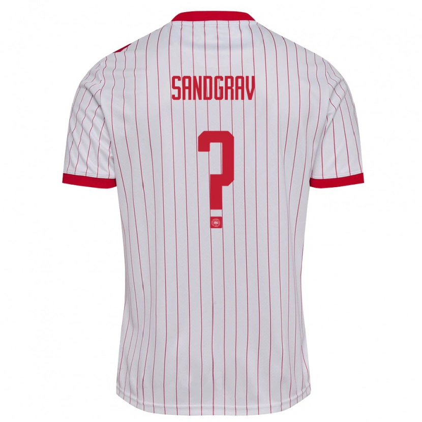 Danxen Mujer Camiseta Dinamarca Lauge Sandgrav #0 Blanco Rojo 2ª Equipación 26-28 La Camisa