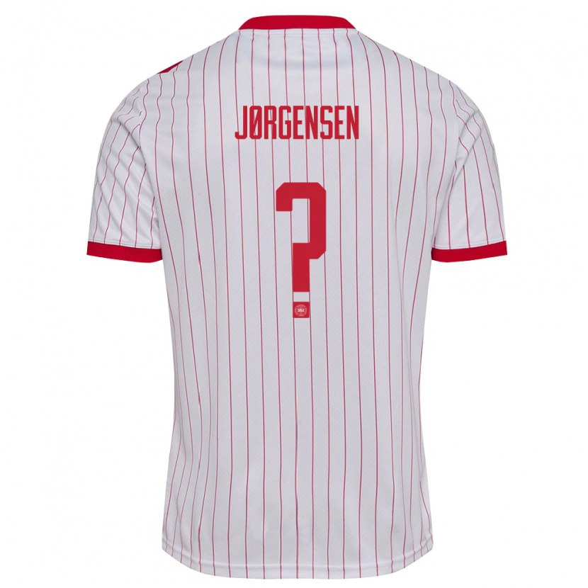 Danxen Mujer Camiseta Dinamarca Mads Jørgensen #0 Blanco Rojo 2ª Equipación 26-28 La Camisa