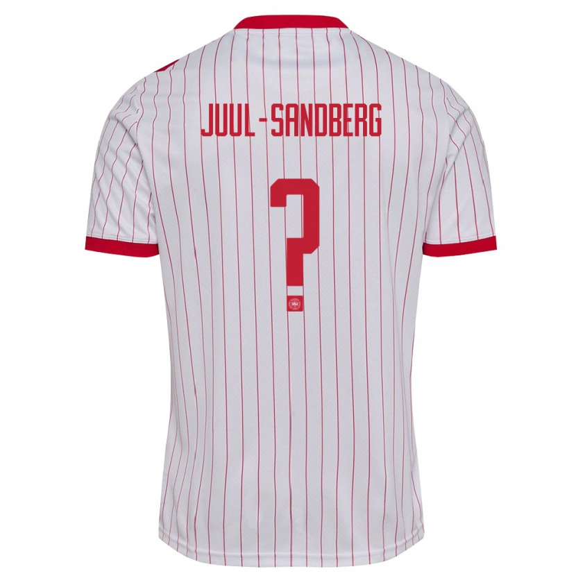 Danxen Mujer Camiseta Dinamarca Nikolaj Juul-Sandberg #0 Blanco Rojo 2ª Equipación 26-28 La Camisa