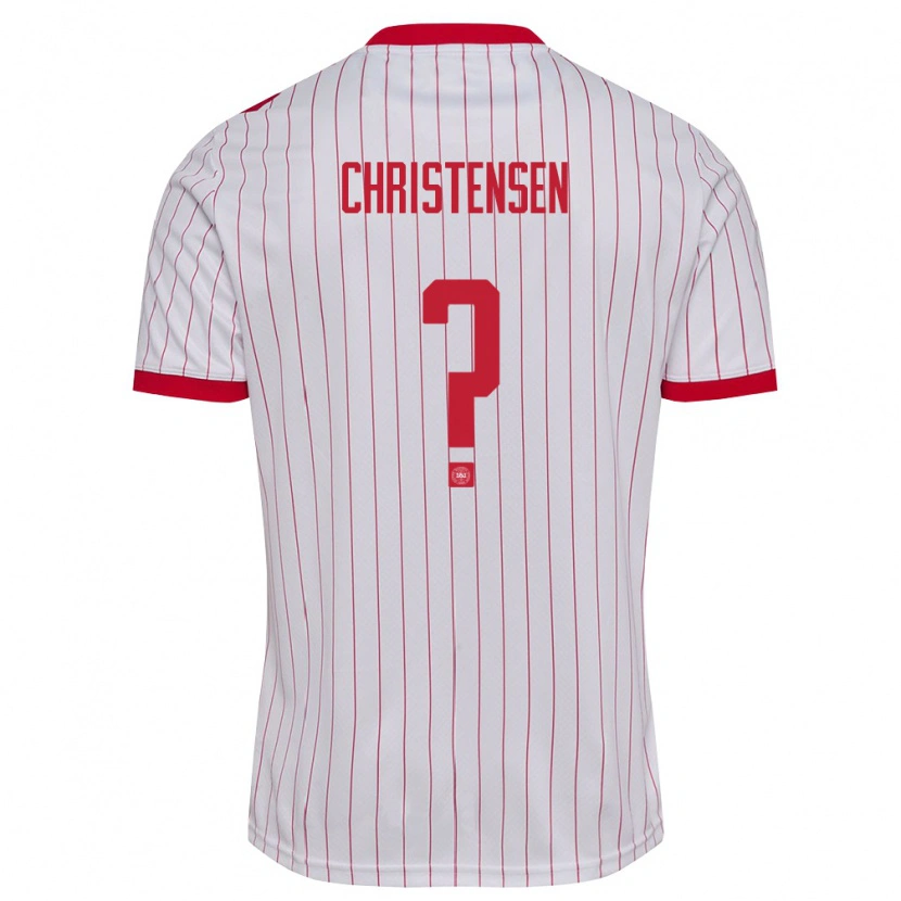 Danxen Mujer Camiseta Dinamarca Sebastian Christensen #0 Blanco Rojo 2ª Equipación 26-28 La Camisa