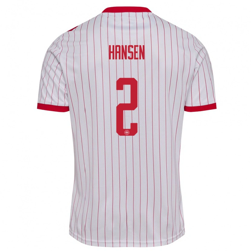 Danxen Mujer Camiseta Dinamarca Sabil Hansen #2 Blanco Rojo 2ª Equipación 26-28 La Camisa