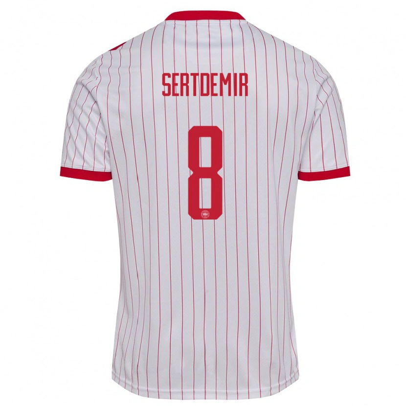 Danxen Mujer Camiseta Dinamarca Zidan Sertdemir #8 Blanco Rojo 2ª Equipación 26-28 La Camisa