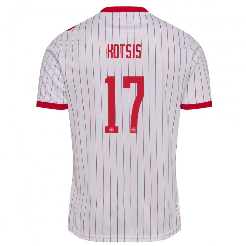 Danxen Mujer Camiseta Dinamarca Karl Kotsis #17 Blanco Rojo 2ª Equipación 26-28 La Camisa