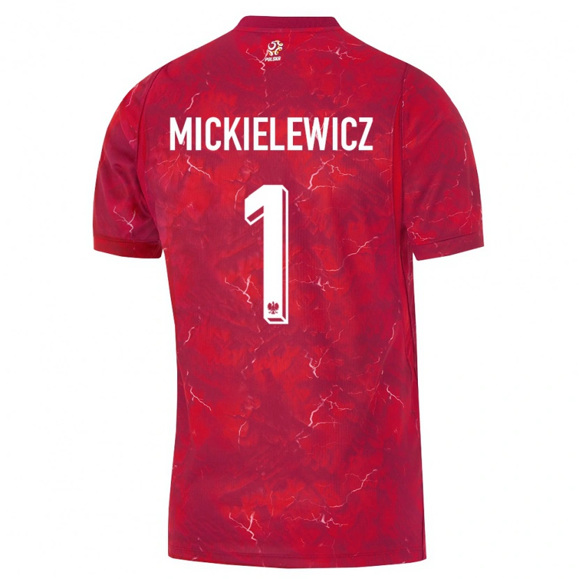 Danxen Mujer Camiseta Polonia Aleksander Mickielewicz #1 Rojo Blanco 2ª Equipación 26-28 La Camisa