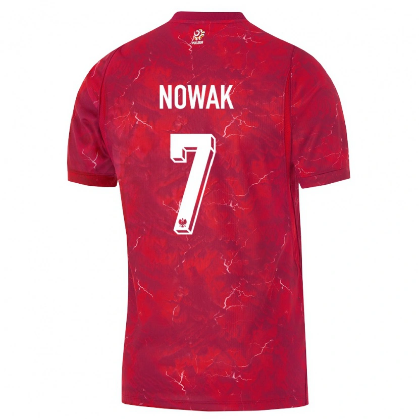 Danxen Mujer Camiseta Polonia Wiktor Nowak #7 Rojo Blanco 2ª Equipación 26-28 La Camisa