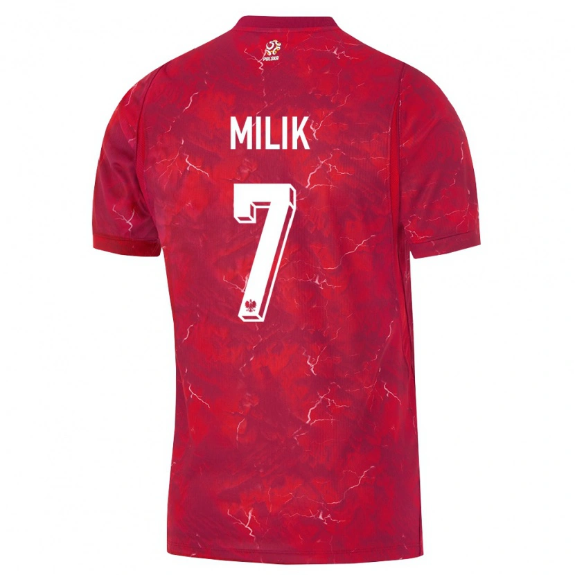 Danxen Mujer Camiseta Polonia Arkadiusz Milik #7 Rojo Blanco 2ª Equipación 26-28 La Camisa