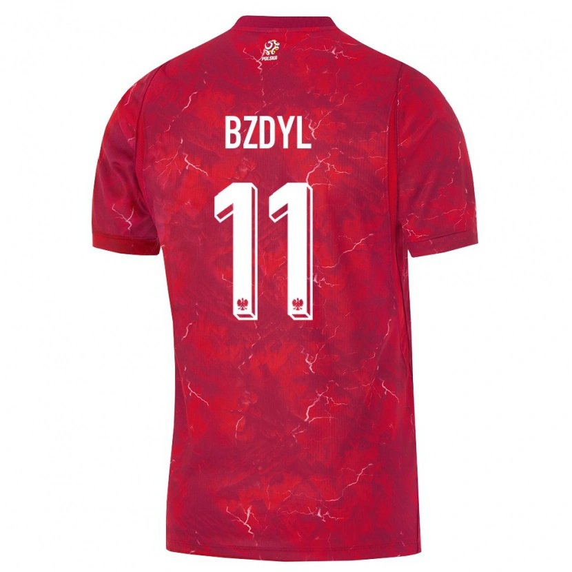 Danxen Mujer Camiseta Polonia Fabian Bzdyl #11 Rojo Blanco 2ª Equipación 26-28 La Camisa