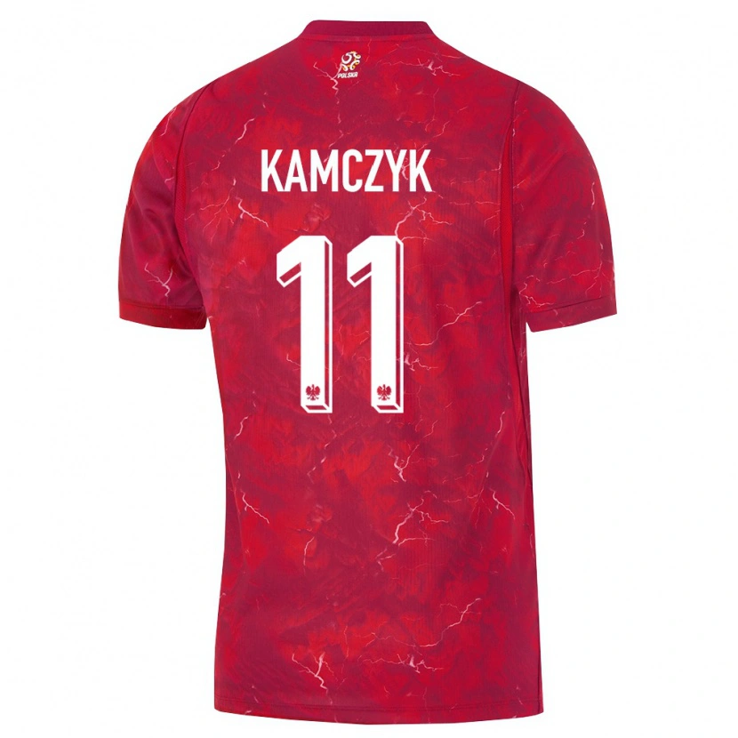 Danxen Mujer Camiseta Polonia Ewelina Kamczyk #11 Rojo Blanco 2ª Equipación 26-28 La Camisa