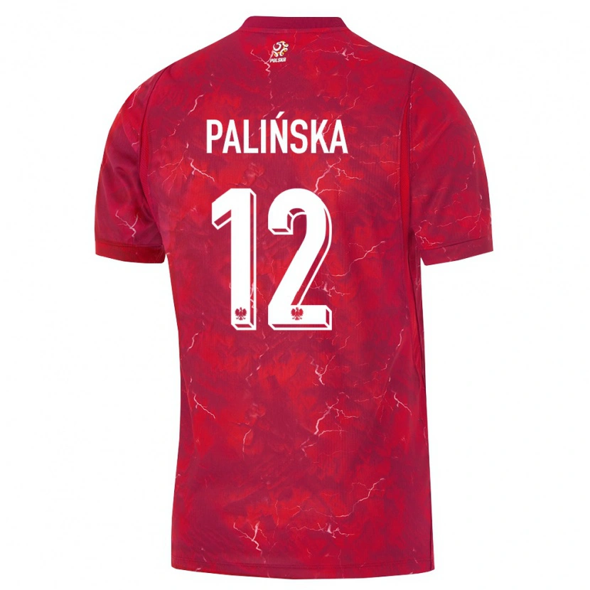 Danxen Mujer Camiseta Polonia Anna Palinska #12 Rojo Blanco 2ª Equipación 26-28 La Camisa