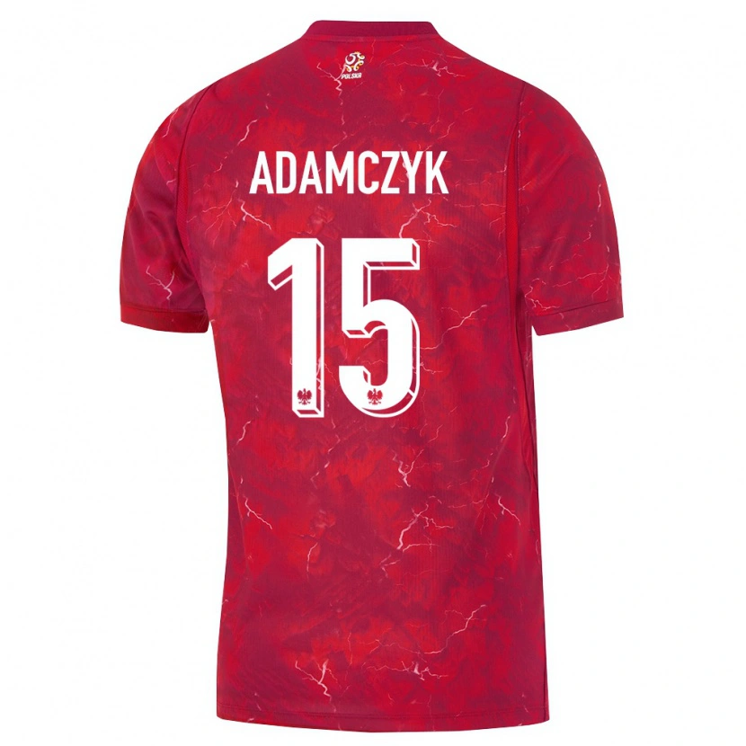 Danxen Mujer Camiseta Polonia Nico Adamczyk #15 Rojo Blanco 2ª Equipación 26-28 La Camisa
