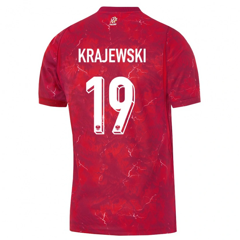 Danxen Mujer Camiseta Polonia Marcel Krajewski #19 Rojo Blanco 2ª Equipación 26-28 La Camisa