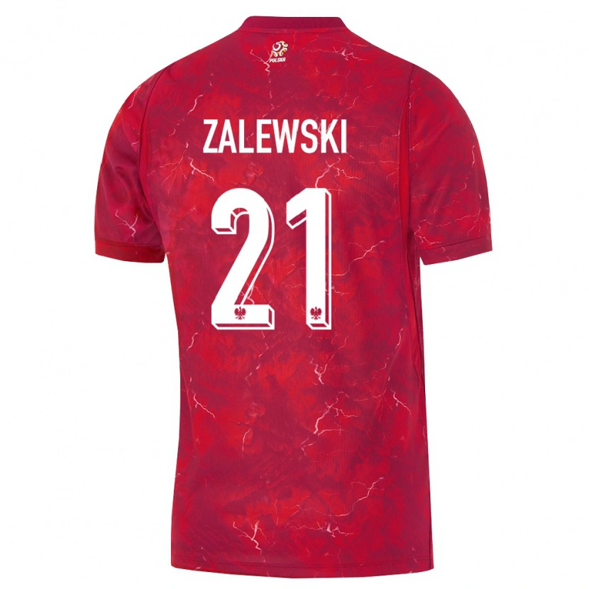 Danxen Mujer Camiseta Polonia Nicola Zalewski #21 Rojo Blanco 2ª Equipación 26-28 La Camisa