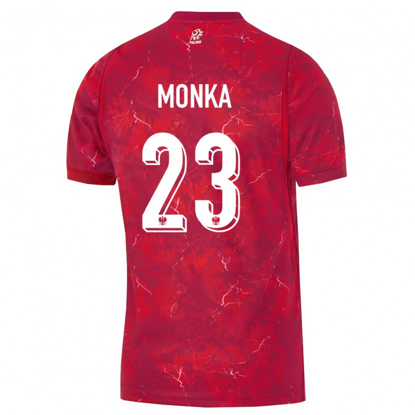 Danxen Mujer Camiseta Polonia Wojciech Mońka #23 Rojo Blanco 2ª Equipación 26-28 La Camisa