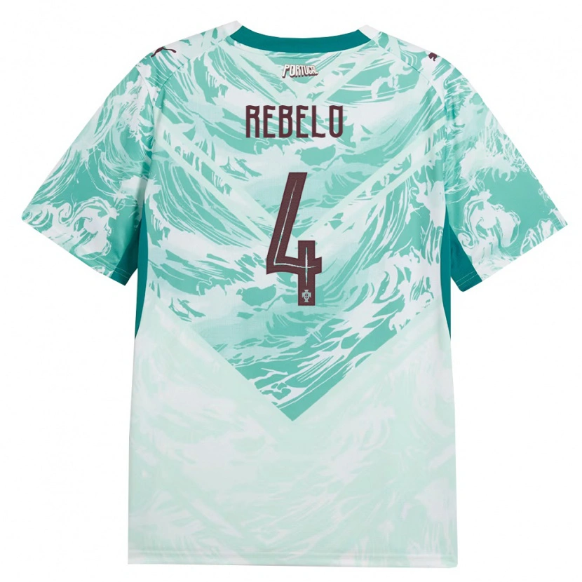 Danxen Mujer Camiseta Portugal Silvia Rebelo #4 Azul Cielo Blanco Verde 2ª Equipación 26-28 La Camisa