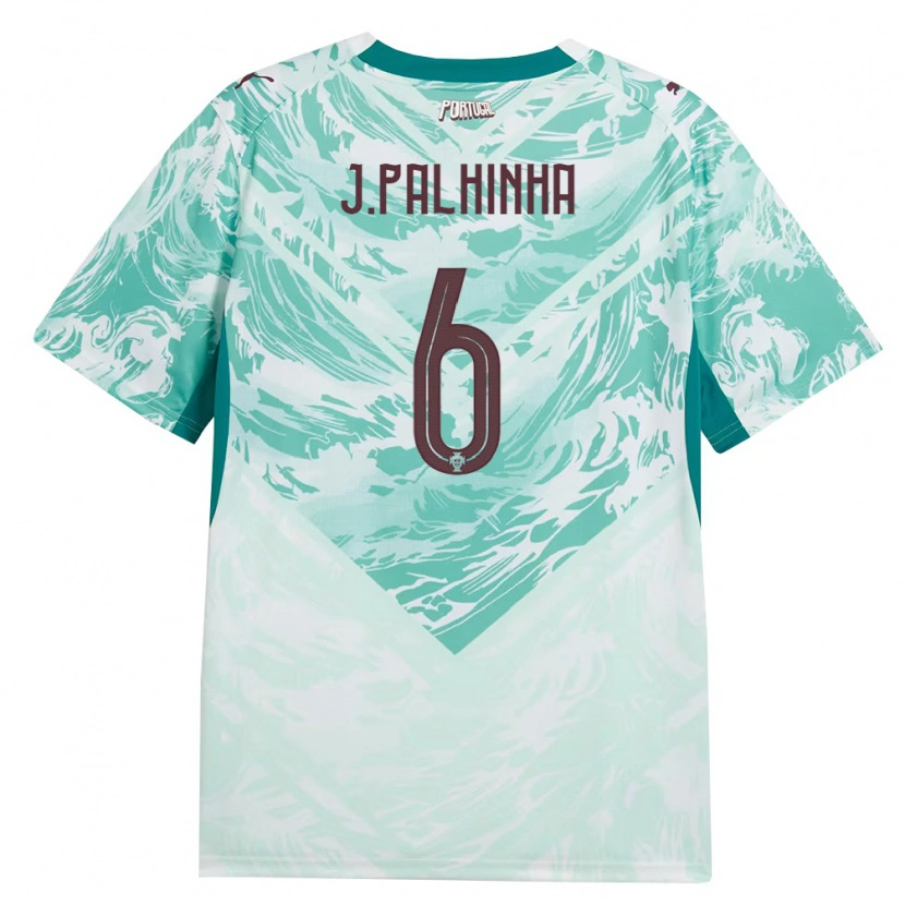 Danxen Mujer Camiseta Portugal João Palhinha #6 Azul Cielo Blanco Verde 2ª Equipación 26-28 La Camisa