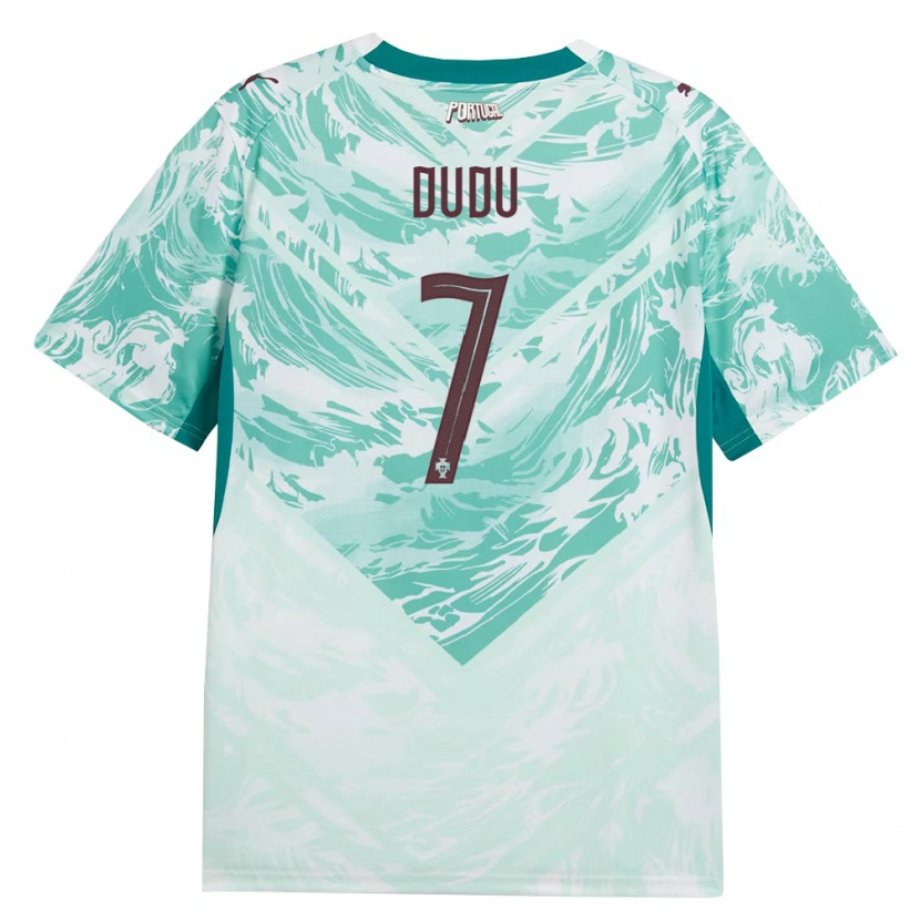 Danxen Mujer Camiseta Portugal Dudu #7 Azul Cielo Blanco Verde 2ª Equipación 26-28 La Camisa
