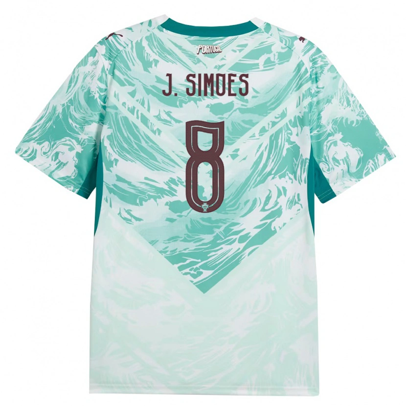 Danxen Mujer Camiseta Portugal João Simões #8 Azul Cielo Blanco Verde 2ª Equipación 26-28 La Camisa