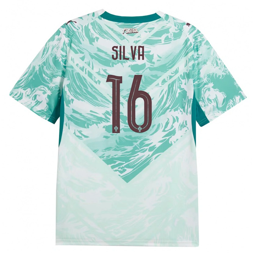Danxen Mujer Camiseta Portugal Diana Silva #16 Azul Cielo Blanco Verde 2ª Equipación 26-28 La Camisa