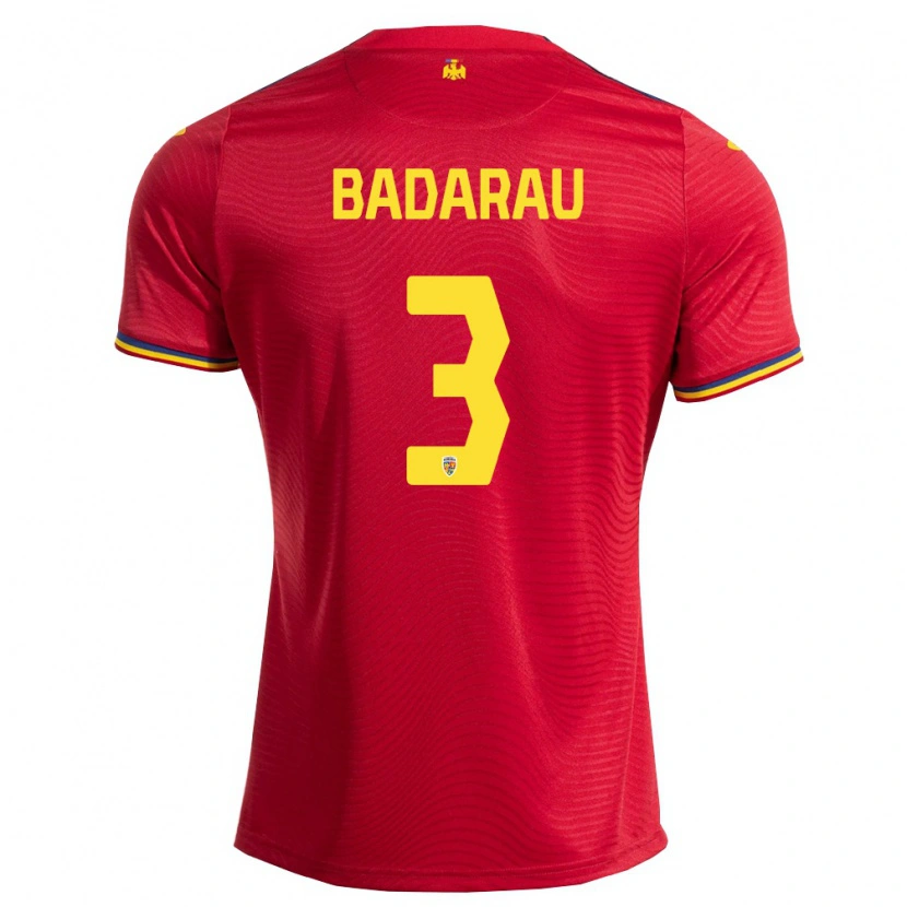 Danxen Mujer Camiseta Rumania Fabio Bădărău #3 Rojo Marino Amarillo 2ª Equipación 26-28 La Camisa