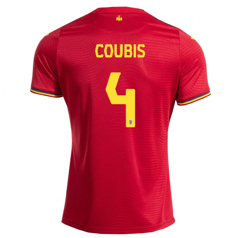 Danxen Mujer Camiseta Rumania Andrei Coubiș #4 Rojo Marino Amarillo 2ª Equipación 26-28 La Camisa