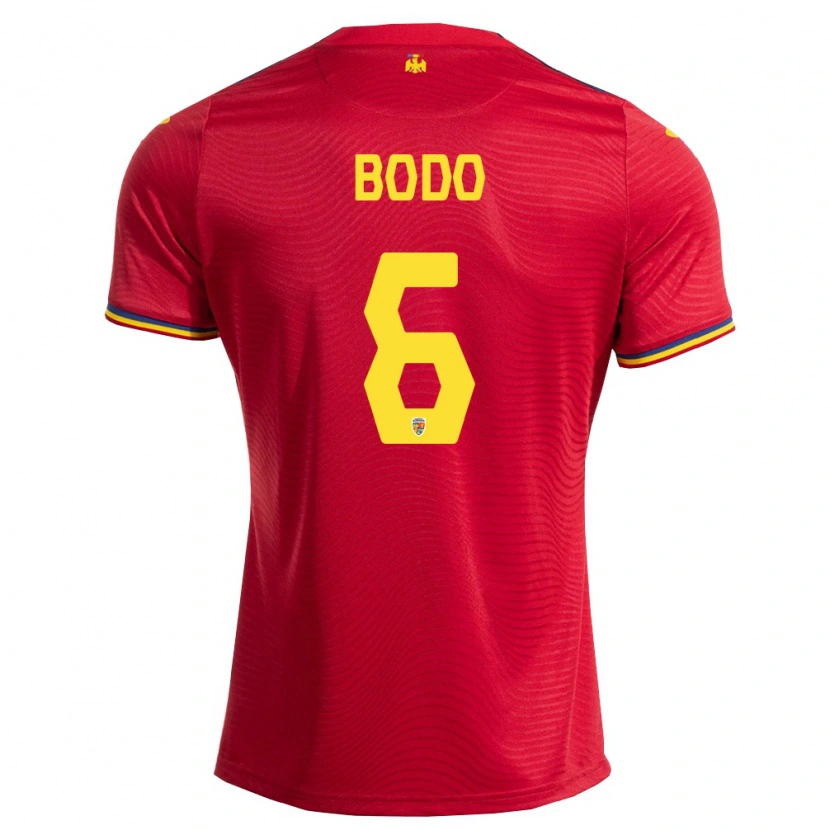 Danxen Mujer Camiseta Rumania Efraim Bödő #6 Rojo Marino Amarillo 2ª Equipación 26-28 La Camisa
