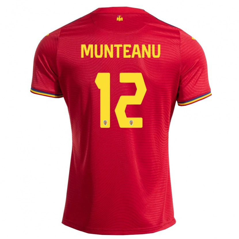 Danxen Mujer Camiseta Rumania Rafael Munteanu #12 Rojo Marino Amarillo 2ª Equipación 26-28 La Camisa