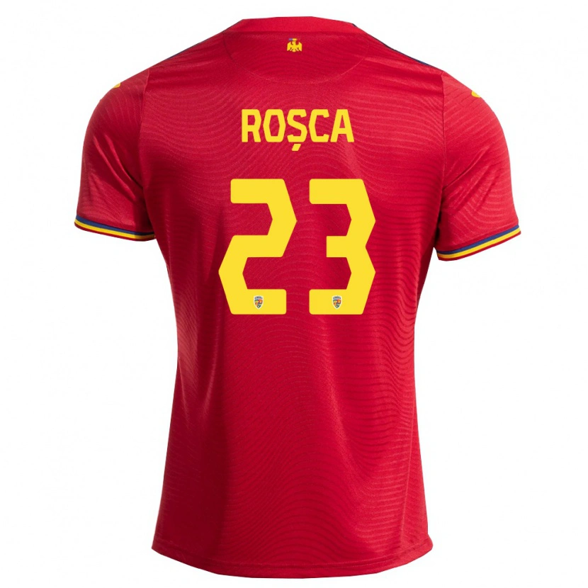 Danxen Mujer Camiseta Rumania Alexandru Roșca #23 Rojo Marino Amarillo 2ª Equipación 26-28 La Camisa