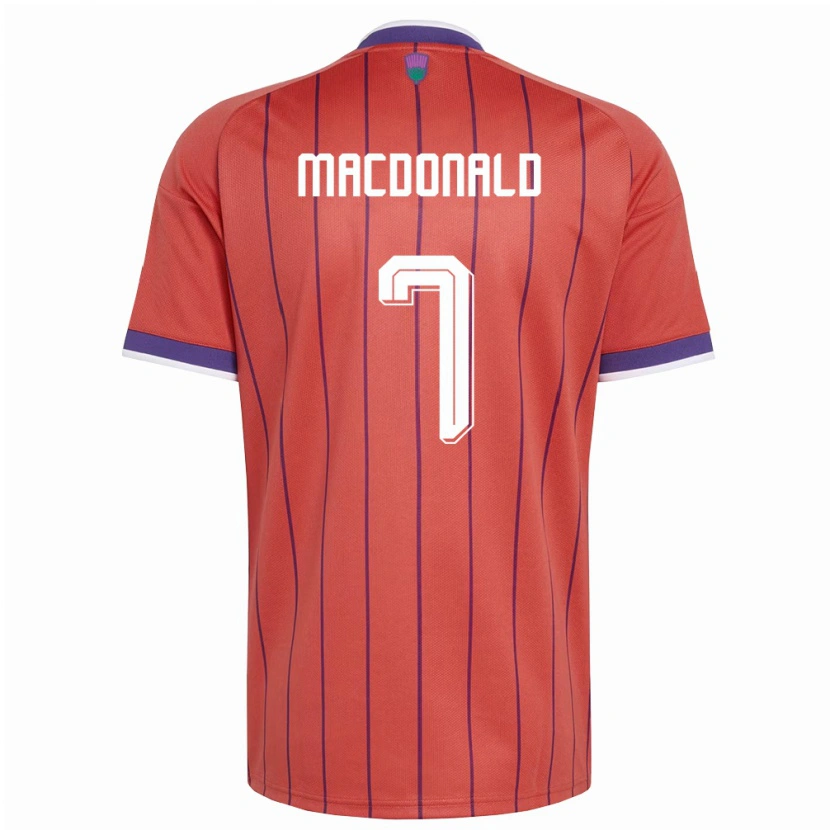 Danxen Mujer Camiseta Escocia Callum Macdonald #7 Naranja Púrpura 2ª Equipación 26-28 La Camisa