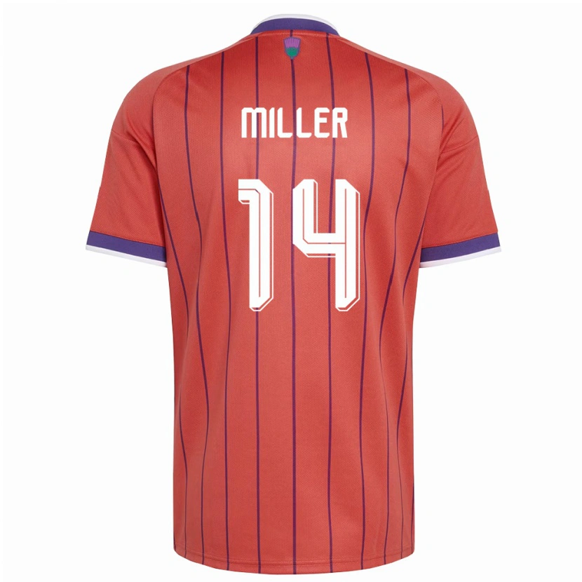Danxen Mujer Camiseta Escocia Lennon Miller #14 Naranja Púrpura 2ª Equipación 26-28 La Camisa