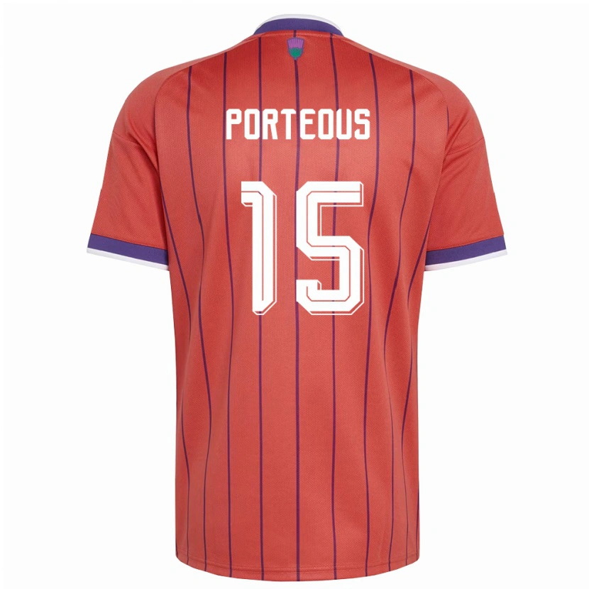 Danxen Mujer Camiseta Escocia Ryan Porteous #15 Naranja Púrpura 2ª Equipación 26-28 La Camisa