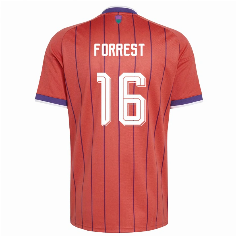 Danxen Mujer Camiseta Escocia Jamie Forrest #16 Naranja Púrpura 2ª Equipación 26-28 La Camisa