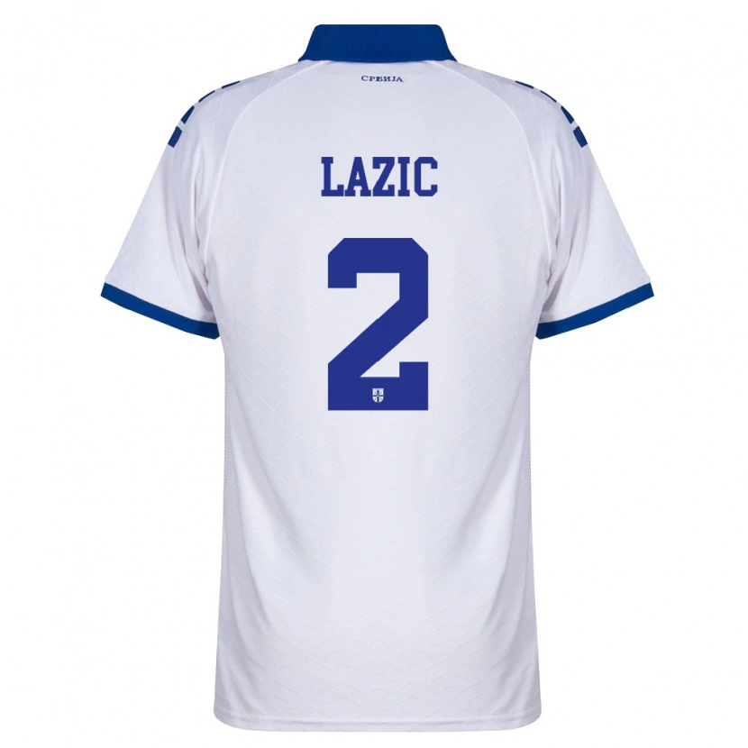 Danxen Mujer Camiseta Serbia Uros Lazic #2 Marino Blanco Rojo 2ª Equipación 26-28 La Camisa
