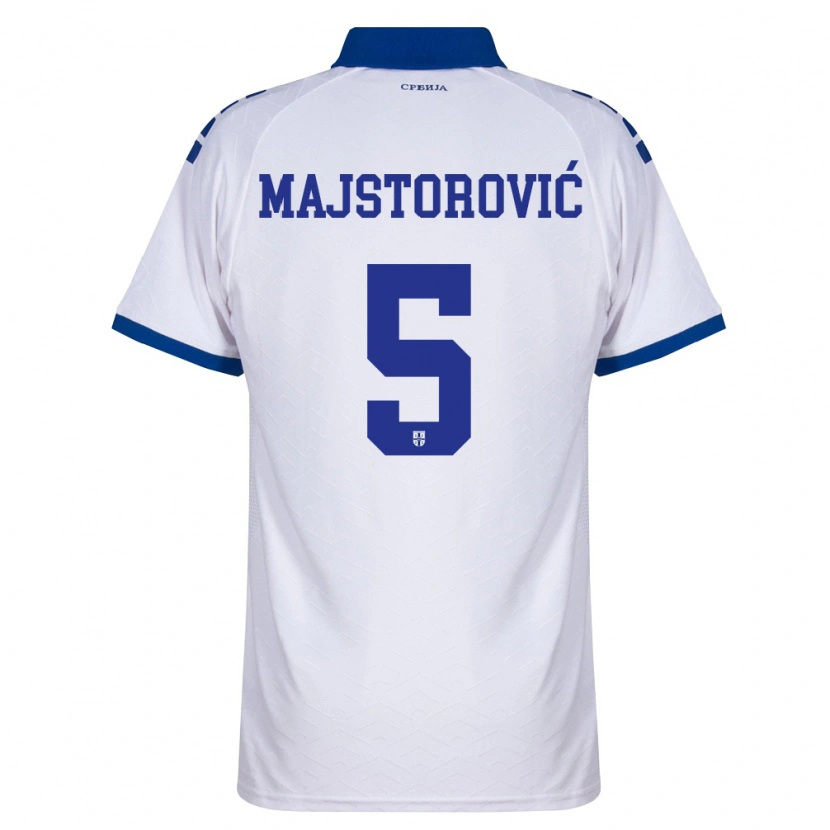 Danxen Mujer Camiseta Serbia Milan Majstorovic #5 Marino Blanco Rojo 2ª Equipación 26-28 La Camisa