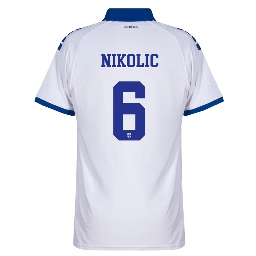 Danxen Mujer Camiseta Serbia Lazar Nikolic #6 Marino Blanco Rojo 2ª Equipación 26-28 La Camisa