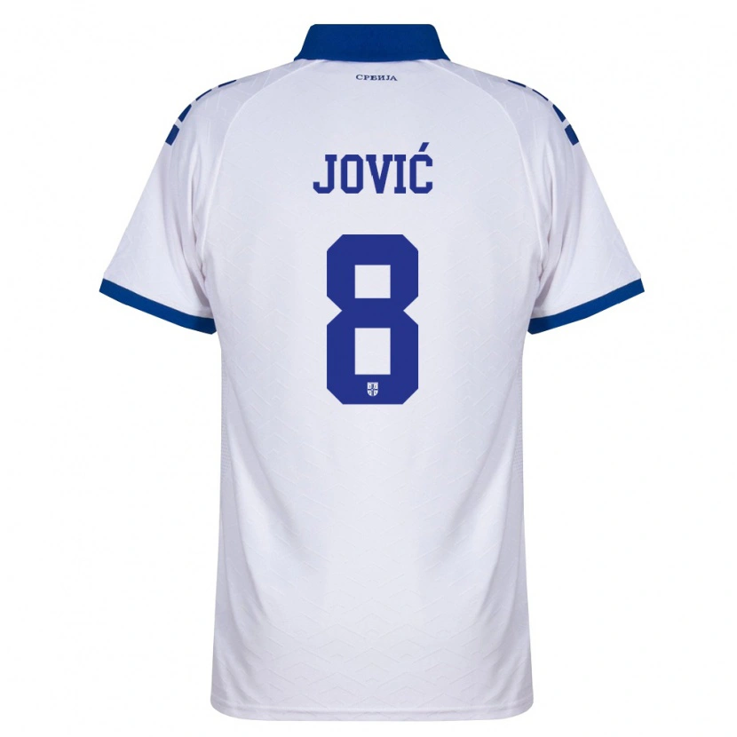 Danxen Mujer Camiseta Serbia Luka Jović #8 Marino Blanco Rojo 2ª Equipación 26-28 La Camisa