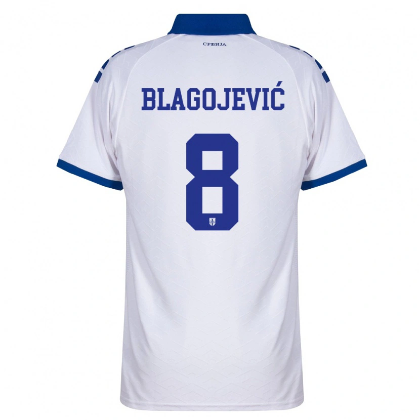 Danxen Mujer Camiseta Serbia Dina Blagojevic #8 Marino Blanco Rojo 2ª Equipación 26-28 La Camisa