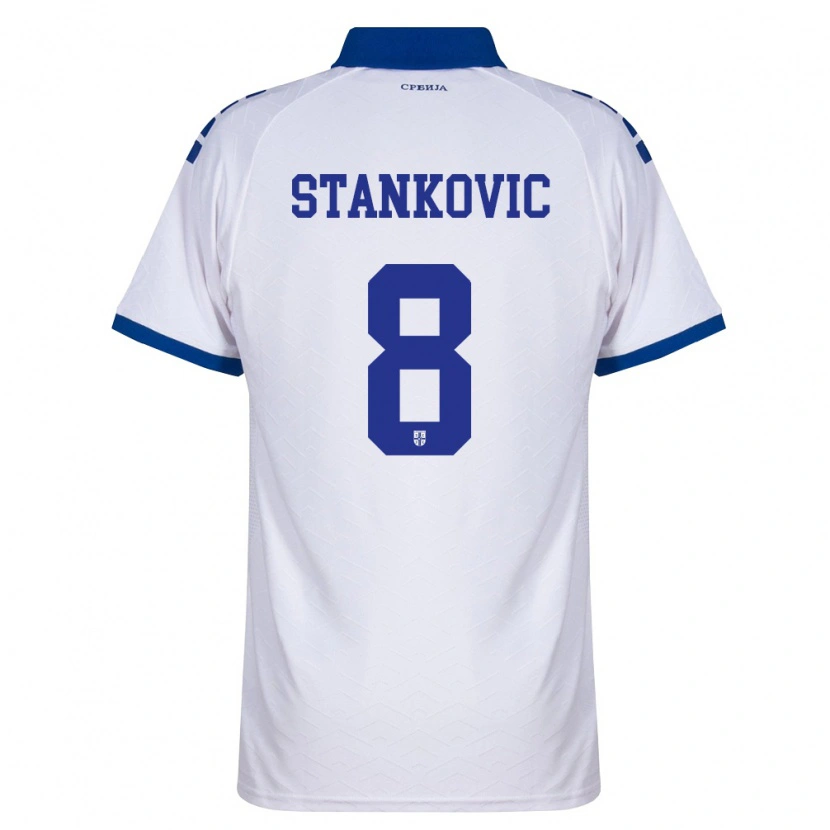 Danxen Mujer Camiseta Serbia Nikola Stankovic #8 Marino Blanco Rojo 2ª Equipación 26-28 La Camisa