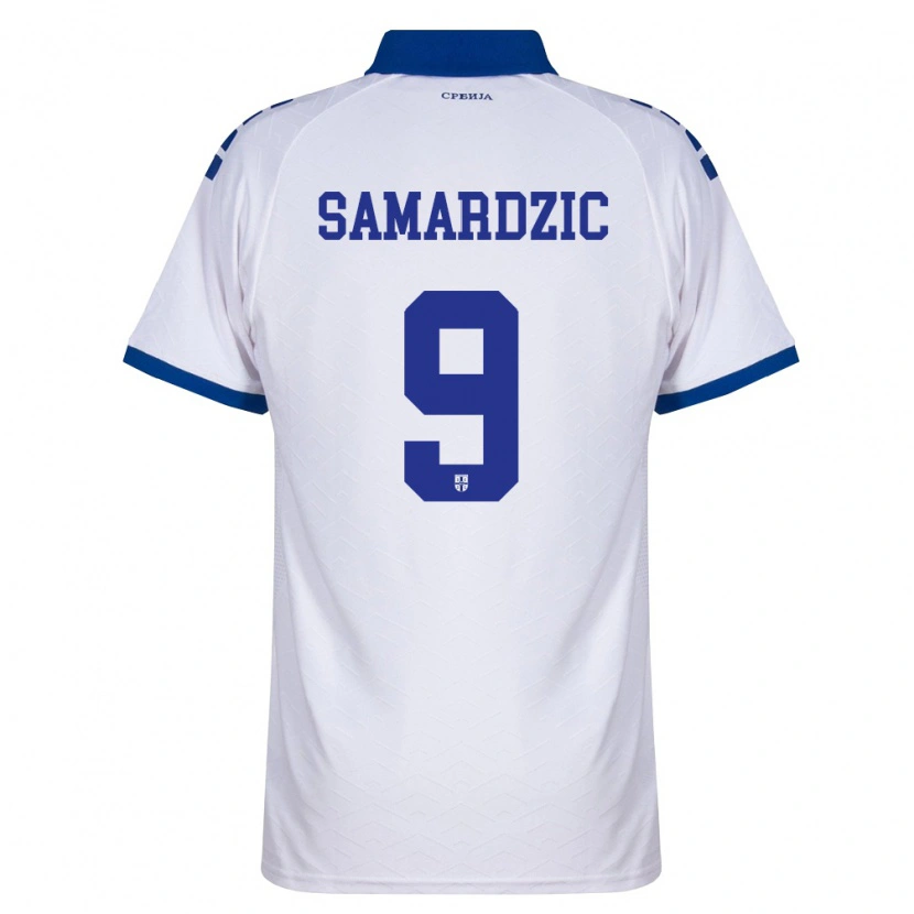 Danxen Mujer Camiseta Serbia Tadija Samardzic #9 Marino Blanco Rojo 2ª Equipación 26-28 La Camisa