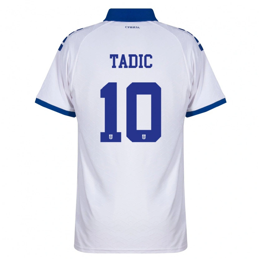Danxen Mujer Camiseta Serbia Dusan Tadic #10 Marino Blanco Rojo 2ª Equipación 26-28 La Camisa