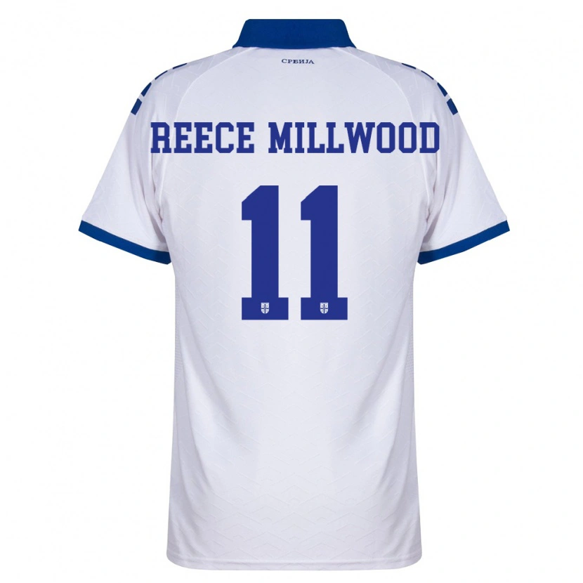 Danxen Mujer Camiseta Serbia William Reece Millwood #11 Marino Blanco Rojo 2ª Equipación 26-28 La Camisa
