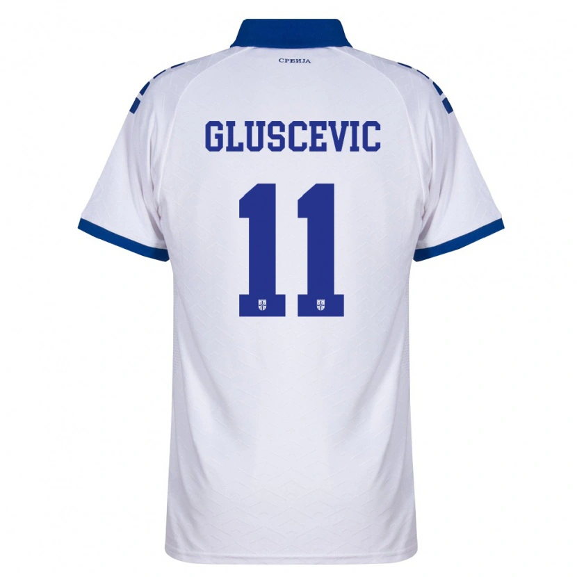 Danxen Mujer Camiseta Serbia Matija Gluscevic #11 Marino Blanco Rojo 2ª Equipación 26-28 La Camisa