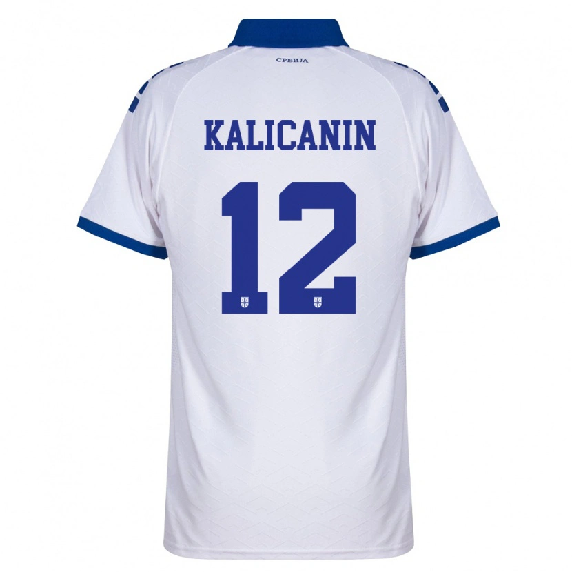 Danxen Mujer Camiseta Serbia Lazar Kalicanin #12 Marino Blanco Rojo 2ª Equipación 26-28 La Camisa