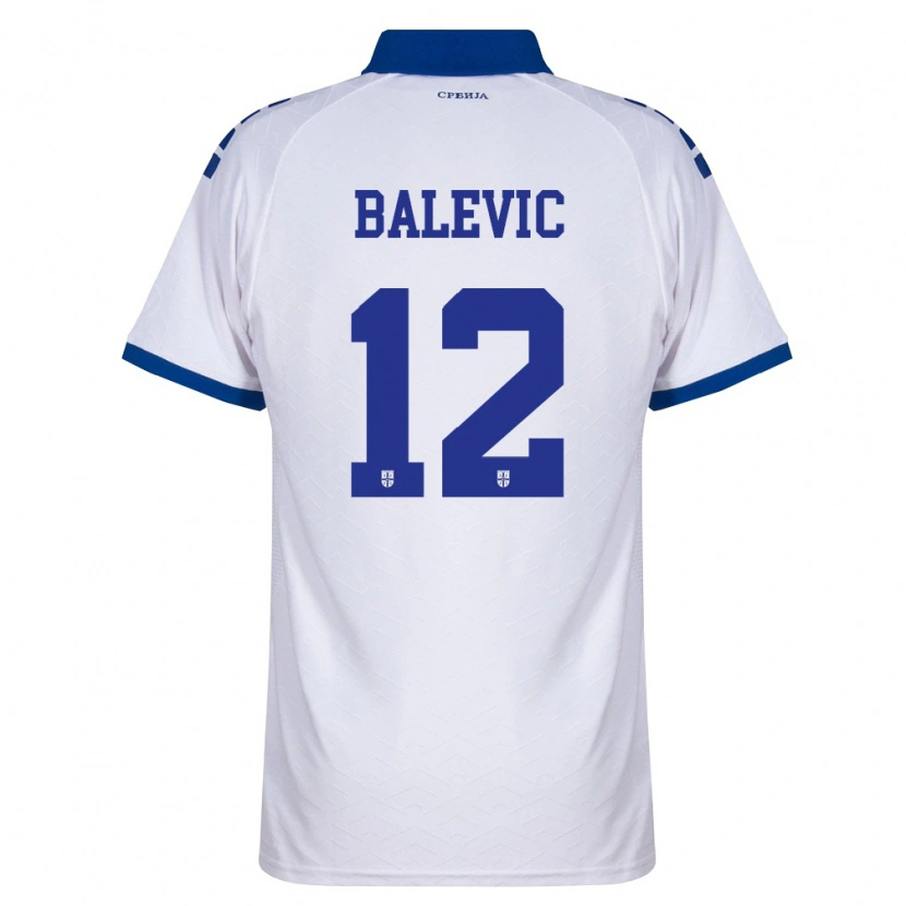 Danxen Mujer Camiseta Serbia Lazar Balevic #12 Marino Blanco Rojo 2ª Equipación 26-28 La Camisa