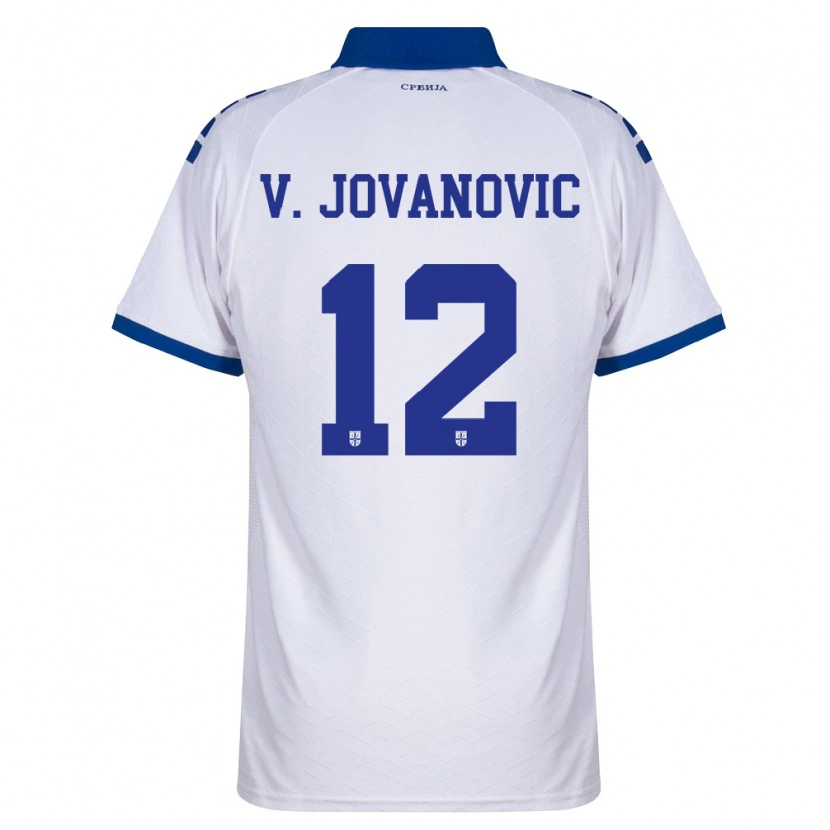 Danxen Mujer Camiseta Serbia Vukasin Jovanovic #12 Marino Blanco Rojo 2ª Equipación 26-28 La Camisa