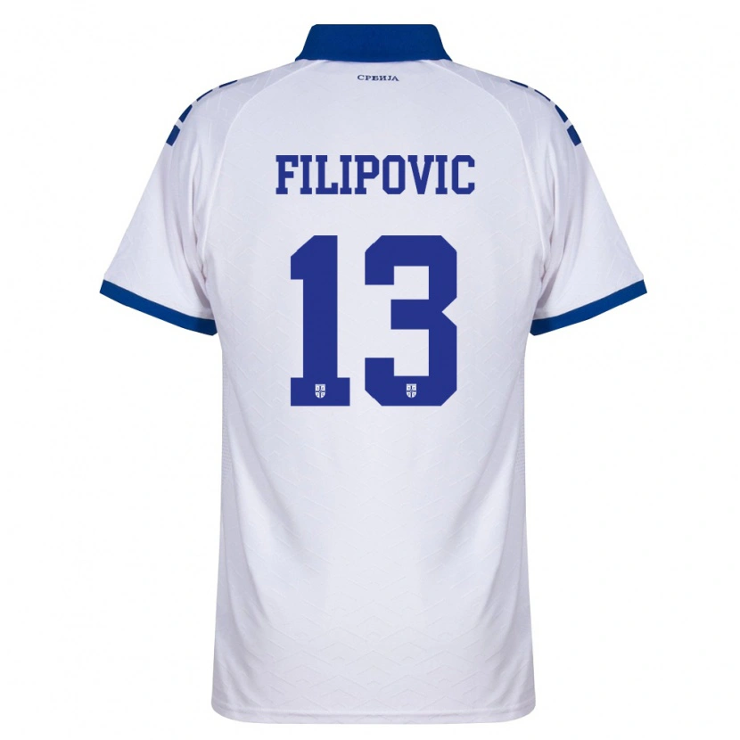 Danxen Mujer Camiseta Serbia Uros Filipovic #13 Marino Blanco Rojo 2ª Equipación 26-28 La Camisa